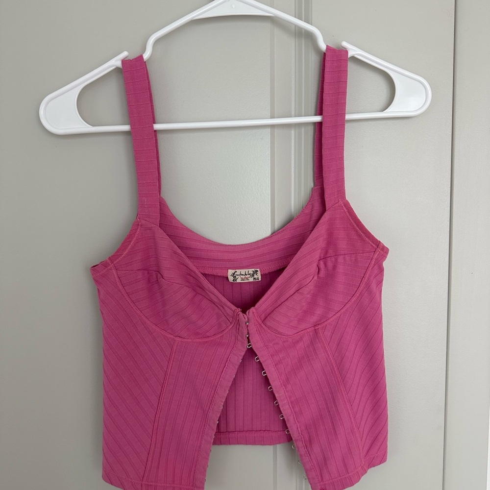 Free People Pink Ribbed Crop Top